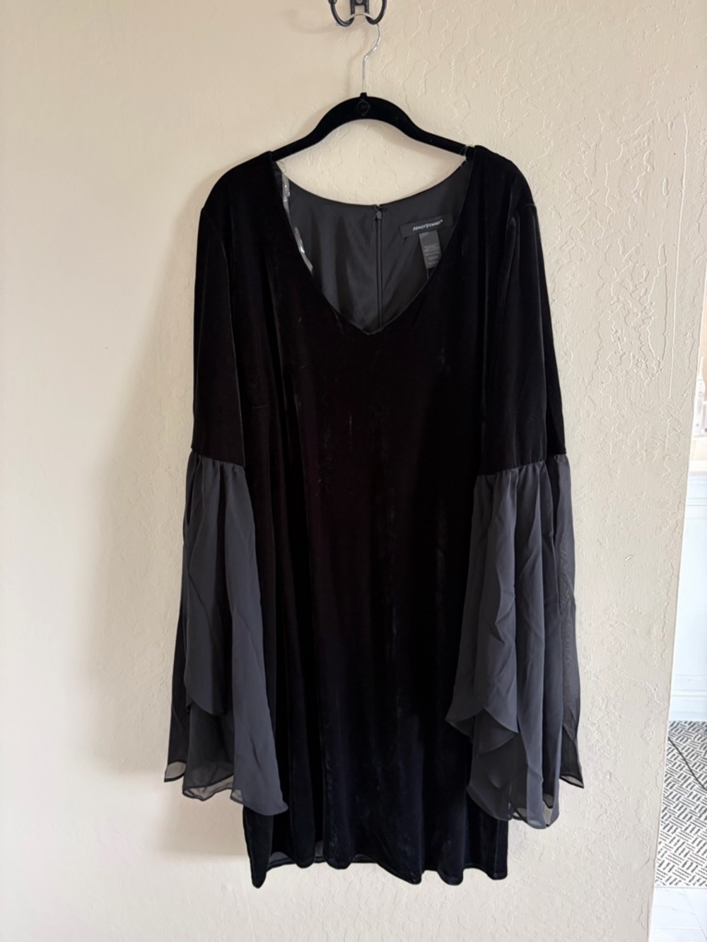 Ashley Stewart Black Velvet Dress with Scoop Neck